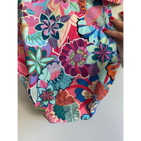 Bleu Rod Beattie, ruffles off shoulder, one piece swim multicolored - Picture 4 of 6